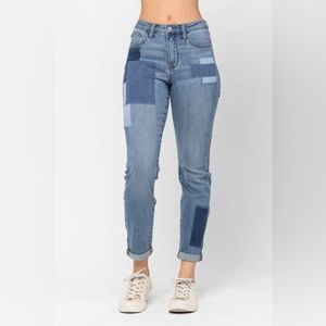 Judy Blue Boyfriend Patch Jeans NWT High Waist 18W